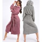 Soft Sherpa Fleece Nightwear Dressing Gown Bathrobe, Rose, Grey, UK sizes 8 to 18