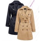 Womens Trench Coat Ladies Mac Jacket Size 8 10 12 14 16 Beige Navy Camel