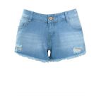 Blue Denim  Low Waist Short with Frayed Rips