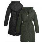 Diamond Quilted Parka Coat, Black, Khaki, UK Sizes 8 to 16