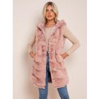 Mid Length Faux Fur Gilet Sleeveless Jacket Hooded, UK Sizes 8 to 16