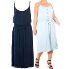 Womens Dress Draw Waist Summer Dresses Indigo Blue Plus Size 16 18 20 22