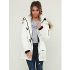 Womens Padded Parka Faux Fur Ski Coat, Red, White, Sizes 8 to 16