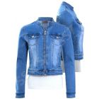 Womens Size 16 12 10 8 14 Stretch Fitted Denim Jacket Ladies Zip Jean Jackets Blue