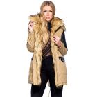 Womens Parka Coat Ladies Fur Jacket Size 8 10 12 14 PU Khaki Camel
