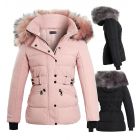 Puffer Jacket Padded Parka Faux Fur Coat, Black, Pink, Grey, Off White, UK Sizes 8 to 16