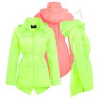 Girls Rain Mac Neon Showerproof Raincoat Jacket Ages Size 7 to 13 Years Hooded Coat