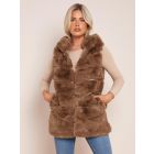 Luxurious Faux Fur Gilet, Brown, Black, UK Sizes 8 to 14