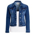 Womens Fitted Stretch Denim Jacket, Mid Blue, UK Sizes 6 to 16