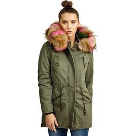 NEW Womens FAUX FUR CANVAS PARKA Ladies JACKET COAT PADDED Size 8 12 16 18 20 24 